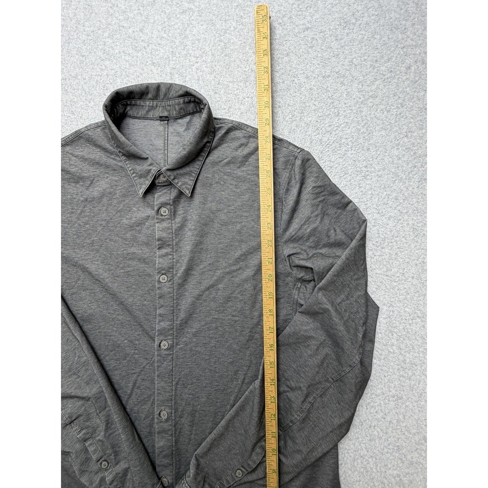 Lululemon Shirt Mens Large Gray Solid Long Sleeve Button Front Casual Stretch - Picture 2 of 7